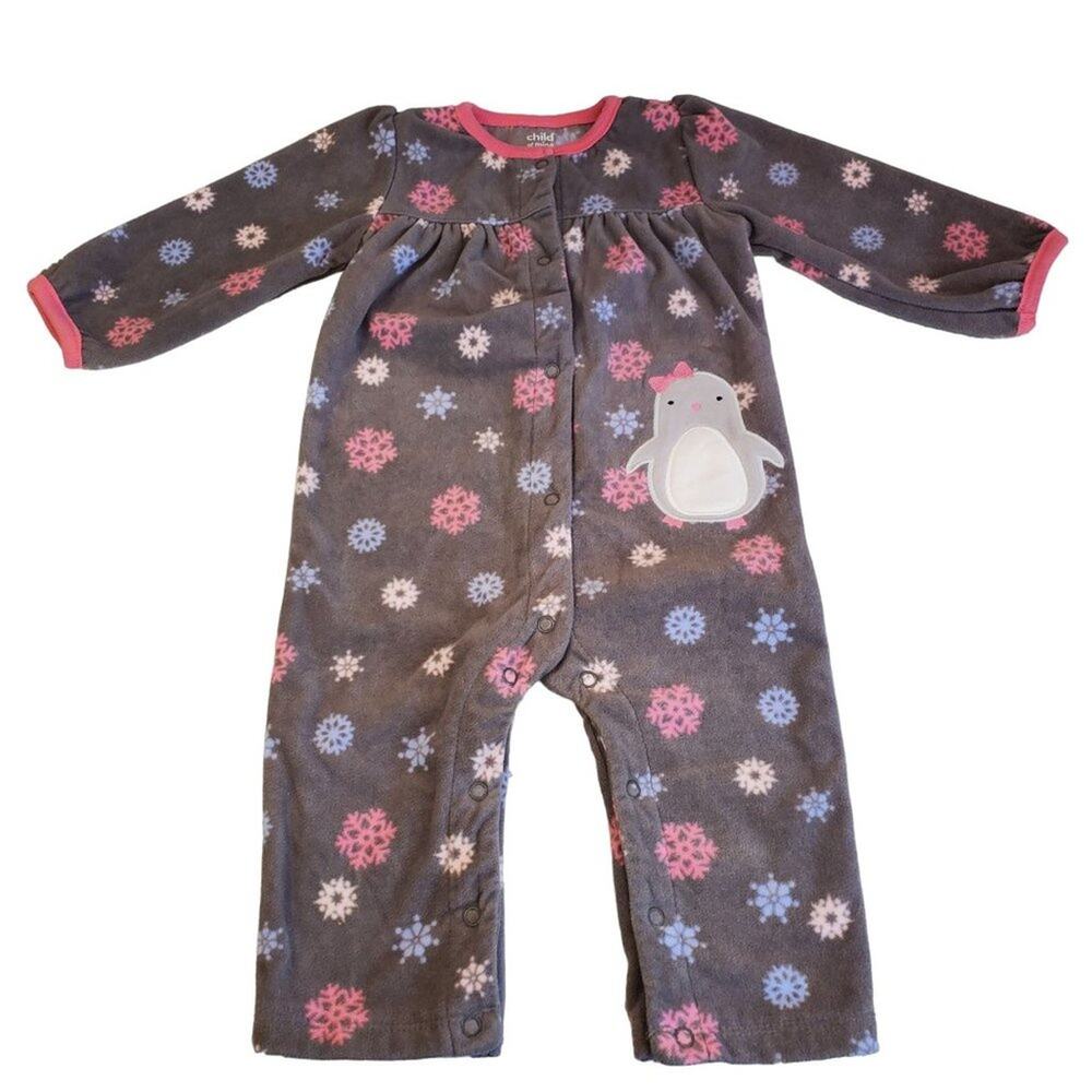 Baby Girl Carters Penguin Snowflake One Piece Jumpsuit Size 12 Months Pink Snowf